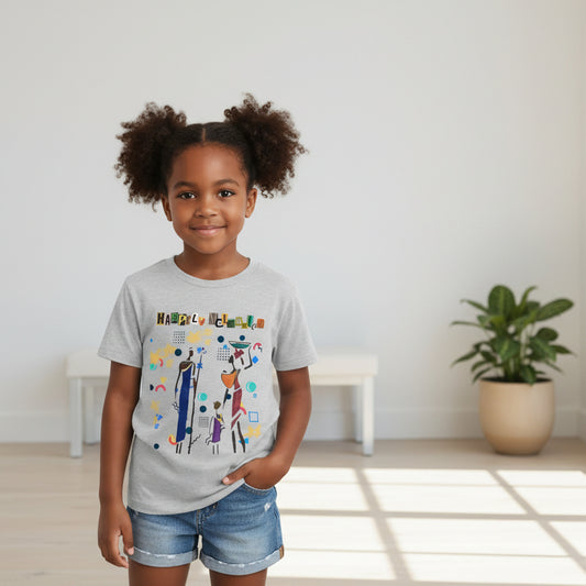 Afro Music Art Kids T-Shirt, Handcrafted Tee for Children, Kid's Graphic Tee