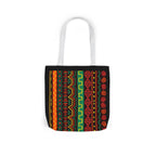 Afrocentric Pattern Canvas Tote — Colorful Tribal Stripe Beach & Market Bag Printify