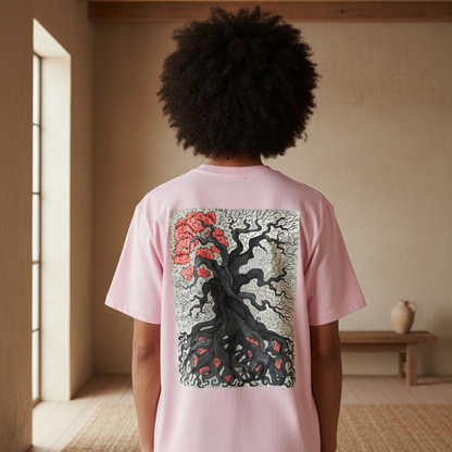 Gothic Tree Art Graphic Unisex Heavyweight Drop Shoulder Cotton T-Shirt