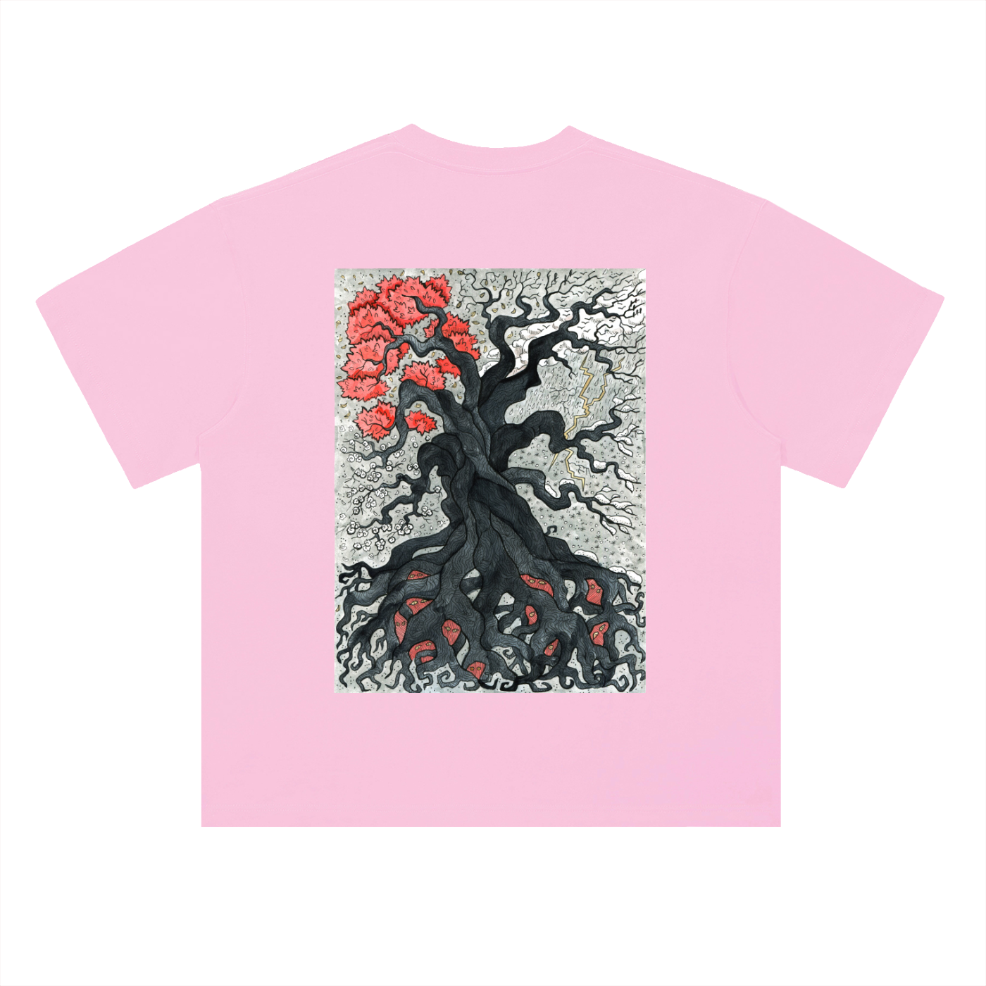 Gothic Tree Art Graphic Unisex Heavyweight Drop Shoulder Cotton T-Shirt