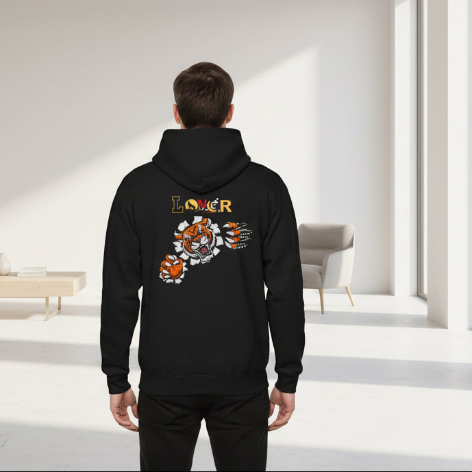 Tiger Graphic Hoodie, Lone Wolf Sweatshirt, Unisex Fleece Pullover, Softstyle, Cozy Animal Print Printify