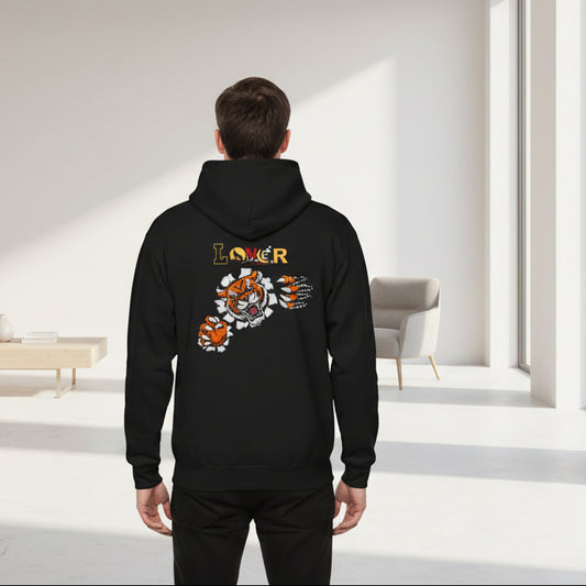 Tiger Graphic Hoodie, Lone Wolf Sweatshirt, Unisex Fleece Pullover, Softstyle, Cozy Animal Print