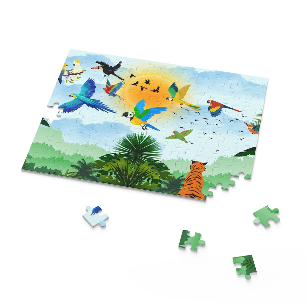 Vibrant Jungle Wildlife Puzzle - 120/252/500-Piece Tropical Scene Printify