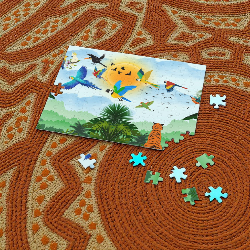 Vibrant Jungle Wildlife Puzzle - 120/252/500-Piece Tropical Scene Printify