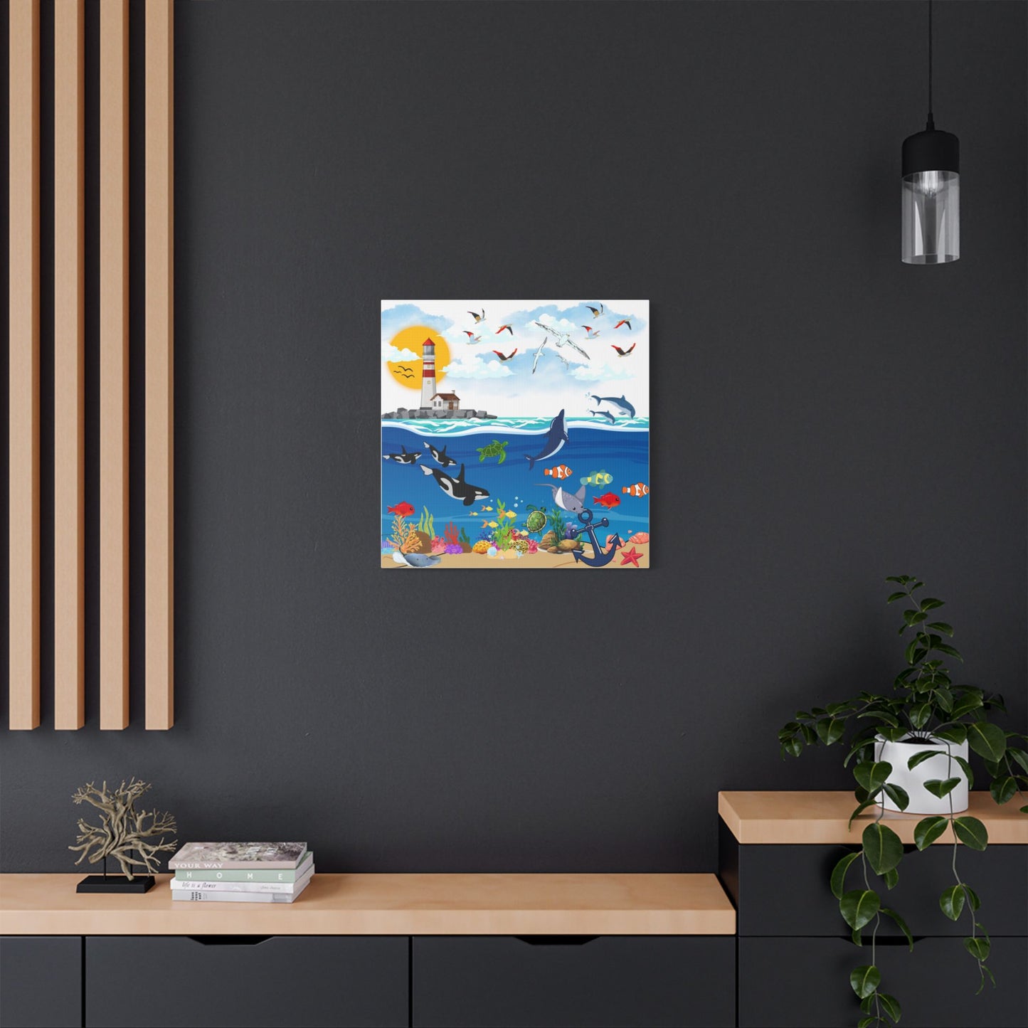 Vibrant Ocean Scene Canvas Wall Art, Nautical Decor for Beach Lovers, Coastal Living, Gift for Housewarming, Relaxing Atmosphere