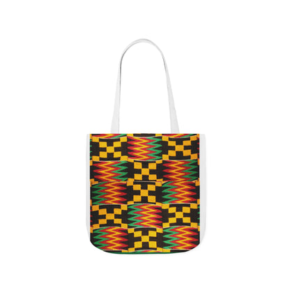 Kente Pattern Canvas Tote Bag — Vibrant African Print Market Tote