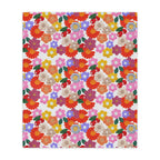 Floral Fiesta Minky Blanket — Bright Retro Flower Pattern, Cozy Throw for Living Room & Kids Printify