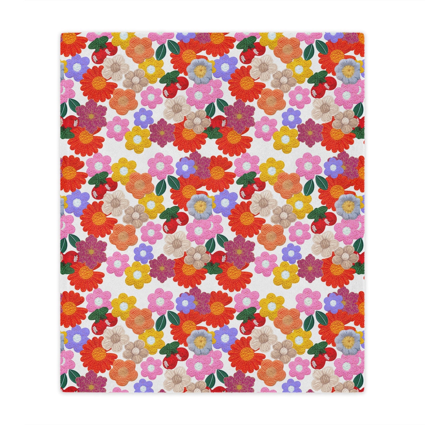 Floral Fiesta Minky Blanket — Bright Retro Flower Pattern, Cozy Throw for Living Room & Kids
