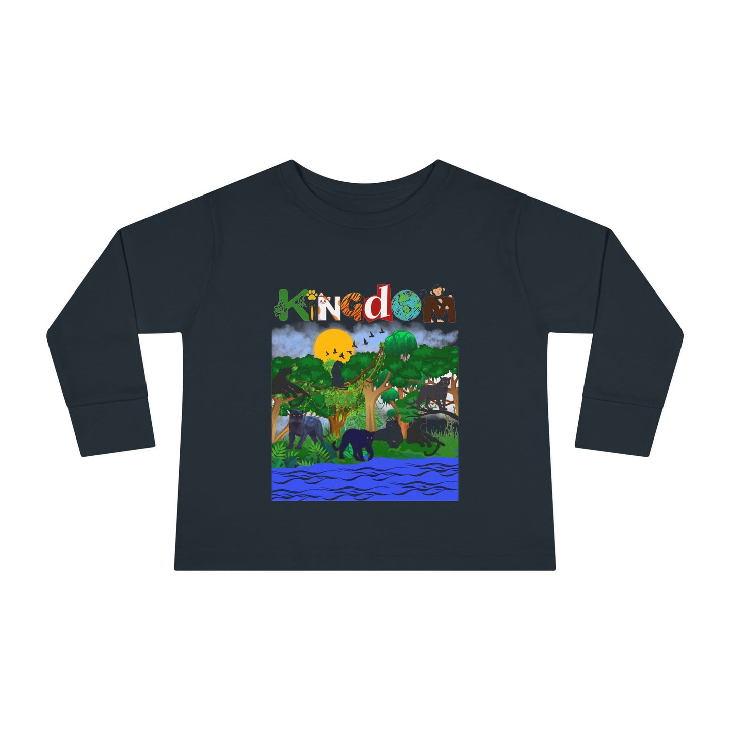 Panther Themed Toddler Tee, Wildlife Graphic Long Sleeve Shirt, Jungle Cat Children's Top