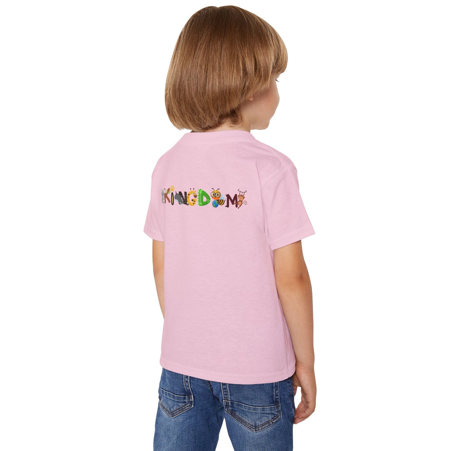 Toddler T‑Shirt — "Kingdom" Jungle Animals Design (Colorful Birds & Sunshine)