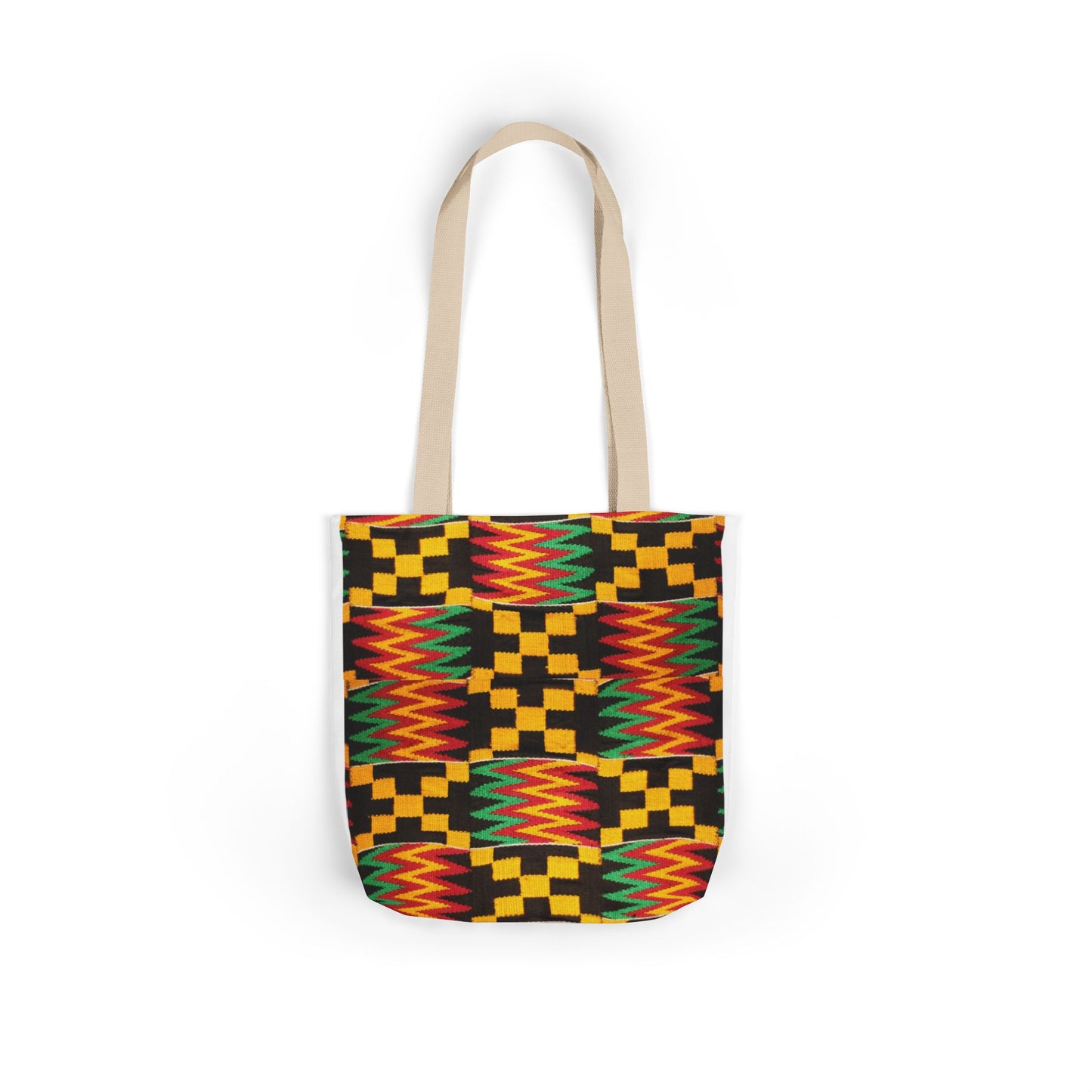 Kente Pattern Canvas Tote Bag — Vibrant African Print Market Tote