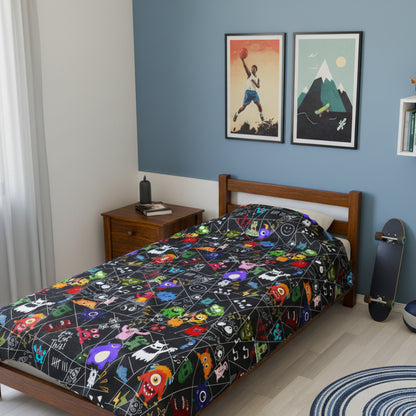 Whimsical Monsters Velveteen Plush Blanket, Soft Fleece Throw, Cozy Bedspread