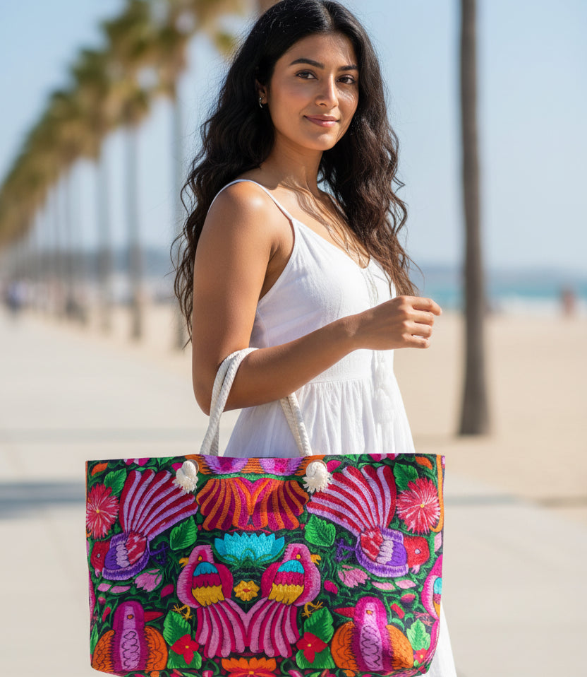 Vibrant Floral Weekender Bag - Bohemian Travel Tote, Beach Tote, Gym Bag, Yoga Bag Printify