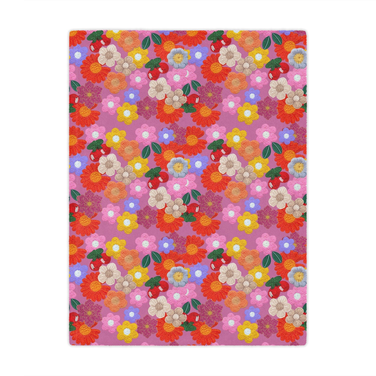 Floral Fiesta Minky Blanket — Bright Retro Flower Pattern, Cozy Throw for Living Room & Kids