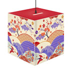 Japanese Wave & Crane Light Cube Lamp — Floral Origami Pattern Ambient Pendant Printify