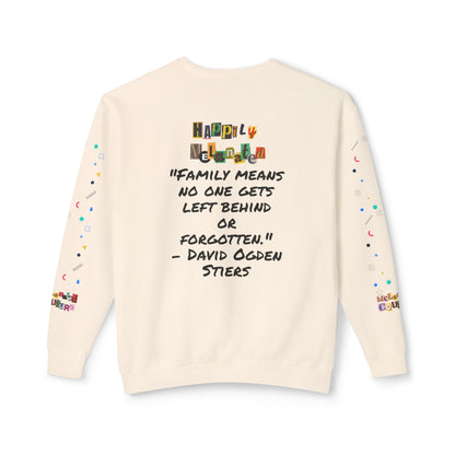 Bold Ethnic Unisex Light Weight Crewneck, Hand-drawn Tribal Family Doodle Design