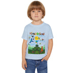 Toddler T‑Shirt — "Kingdom" Jungle Animals Design (Colorful Birds & Sunshine) Printify