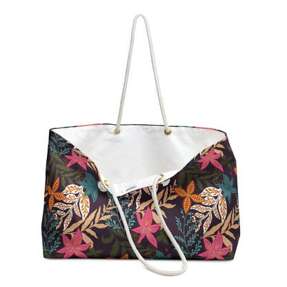 Tropical Floral Weekender Bag — Large Rope-Handle Travel Tote