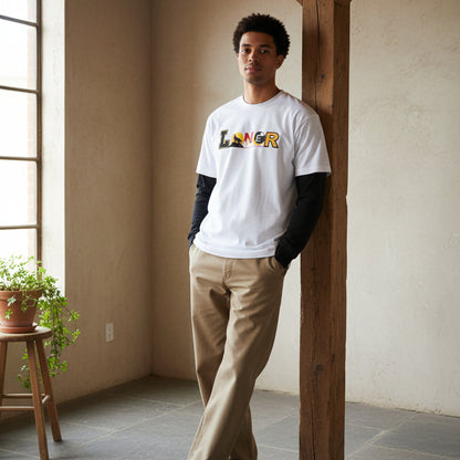 I See Humans Graphic Unisex Layered Contrast Sleeve Cotton T-Shirt