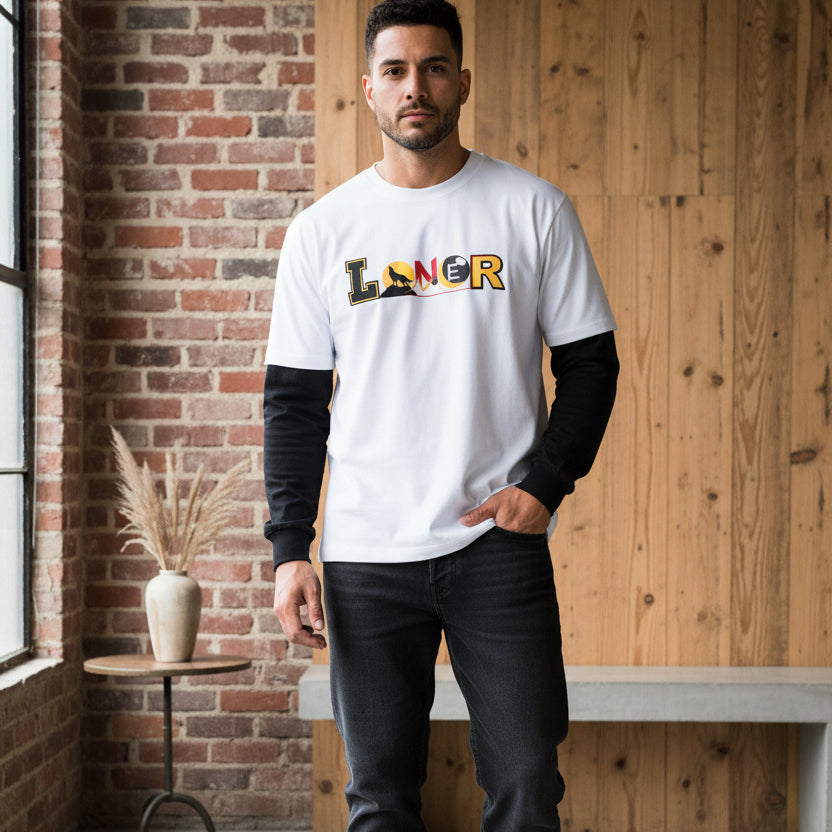 I See Humans Graphic Unisex Layered Contrast Sleeve Cotton T-Shirt