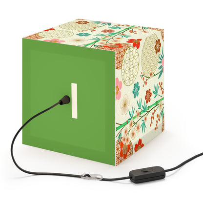 Japanese Floral Cube Lamp — Vintage Sakura Pattern Light Cube