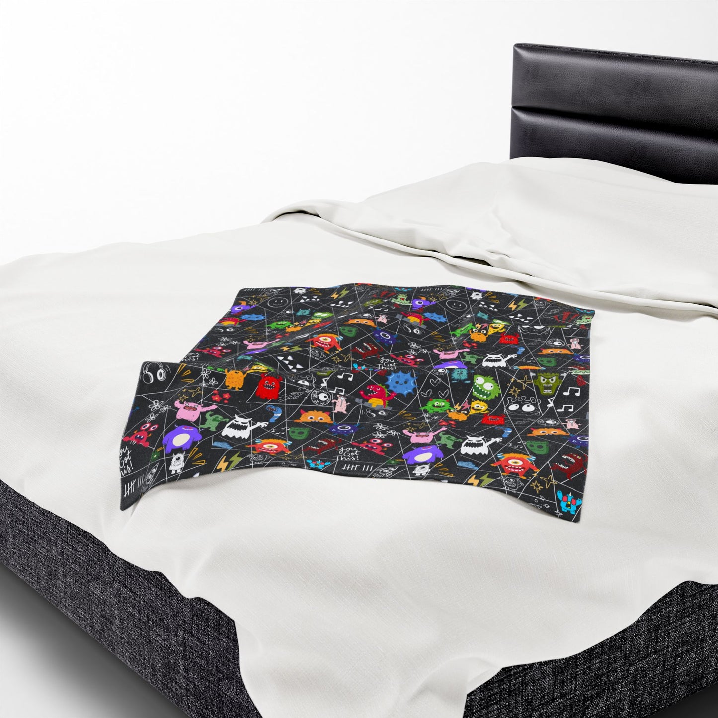 Whimsical Monsters Velveteen Plush Blanket, Soft Fleece Throw, Cozy Bedspread