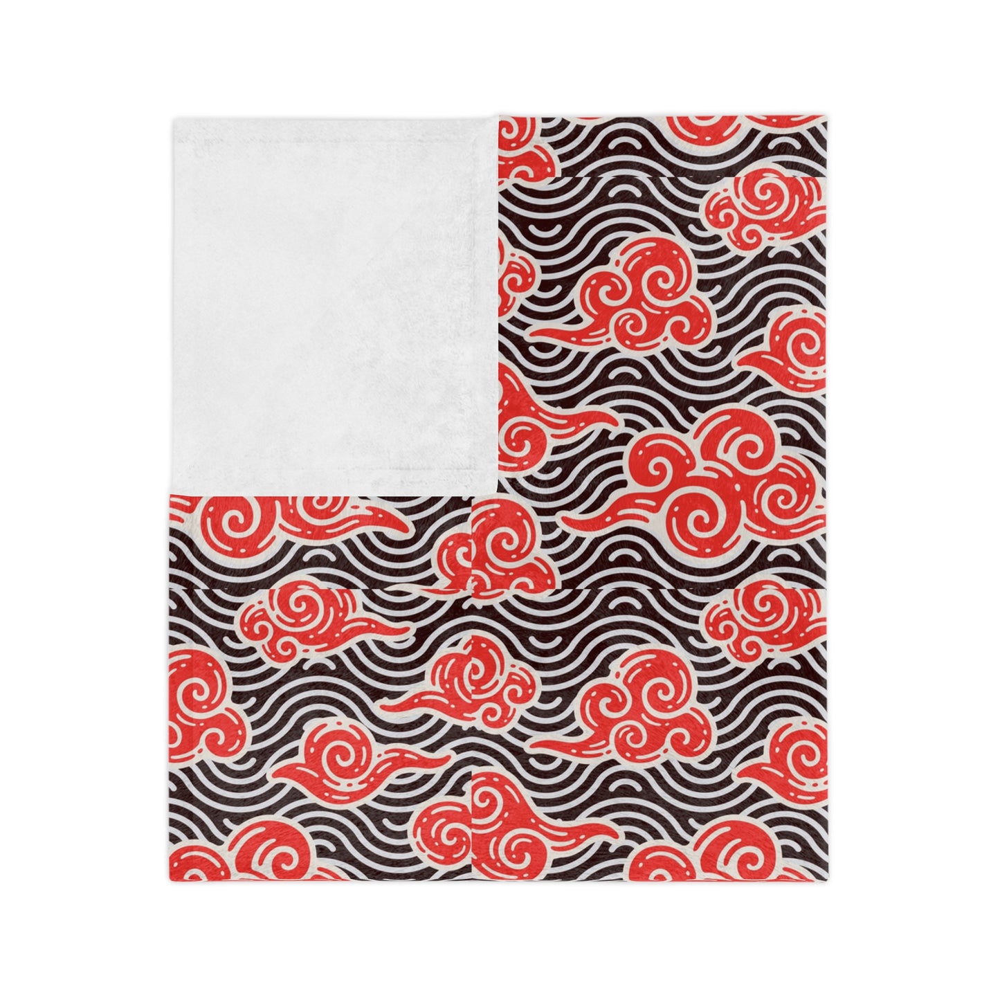 Red Cloud Swirl Velveteen Blanket — Plush Microfiber Throw