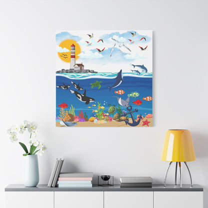 Vibrant Ocean Scene Canvas Wall Art, Nautical Decor for Beach Lovers, Coastal Living, Gift for Housewarming, Relaxing Atmosphere