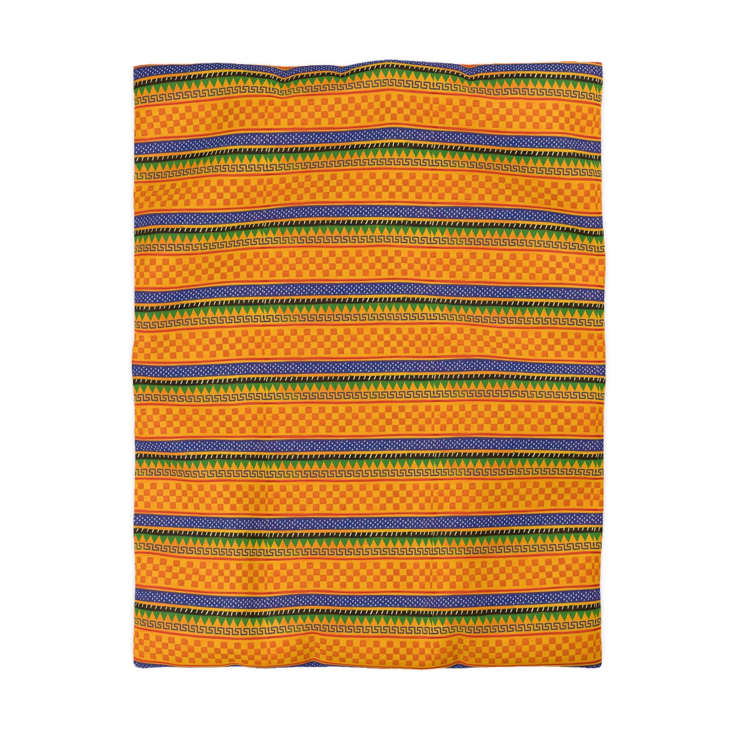 Striped Tribal Pattern Duvet Cover — Boho Orange Microfiber Bedding