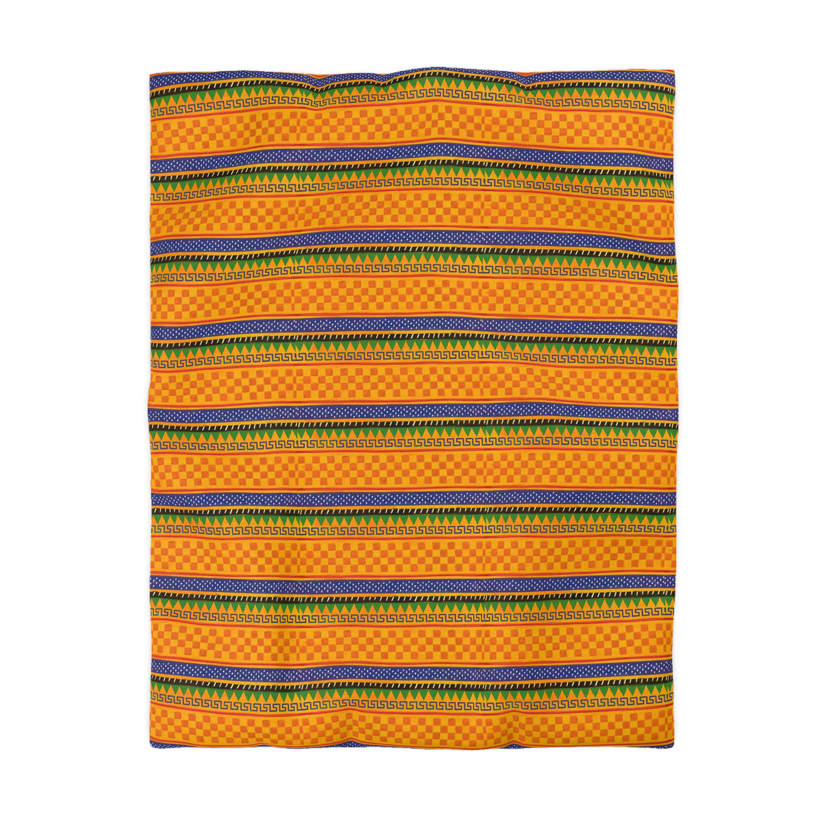 Striped Tribal Pattern Duvet Cover — Boho Orange Microfiber Bedding Printify