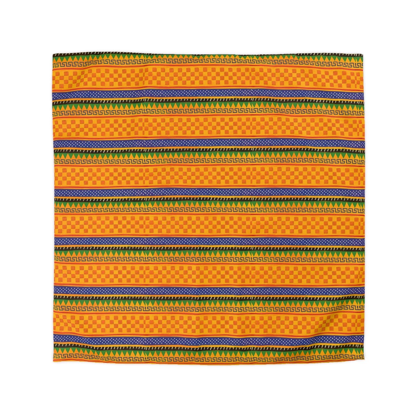 Striped Tribal Pattern Duvet Cover — Boho Orange Microfiber Bedding