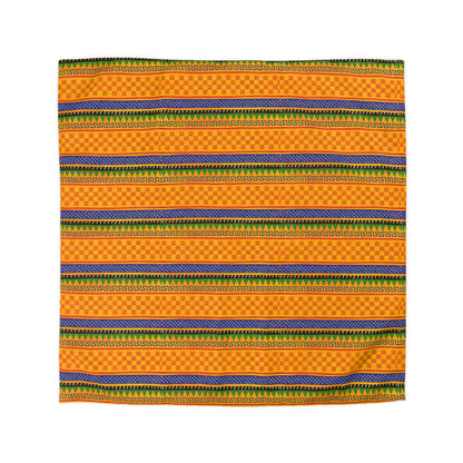 Striped Tribal Pattern Duvet Cover — Boho Orange Microfiber Bedding