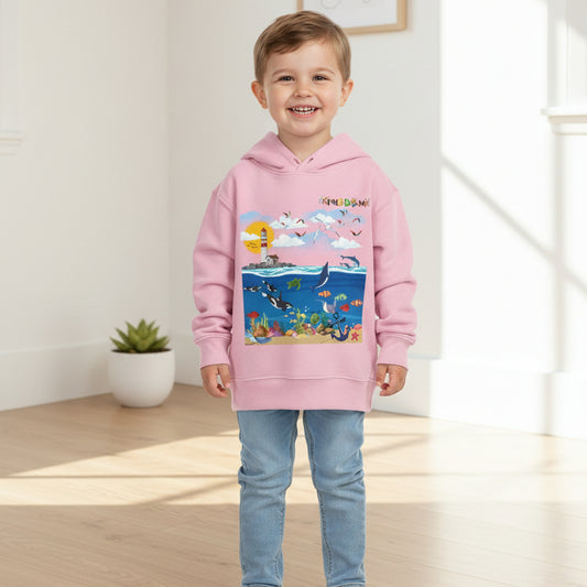 Ocean Friends Toddler Pullover Fleece Hoodie, Aquatic Theme Sweatshirt for Kids