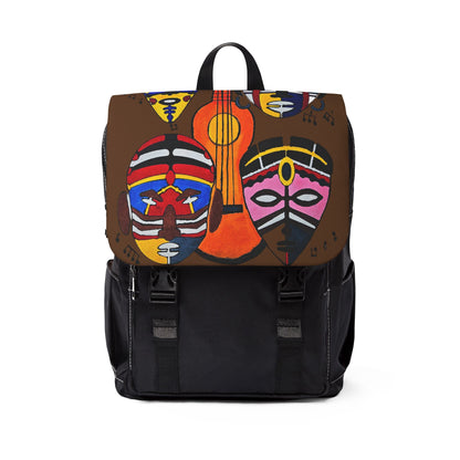 Afro Music Guitar Cartoon Backpack, Handcrafted Unisex Shoulder Bag, Music Lover Gift