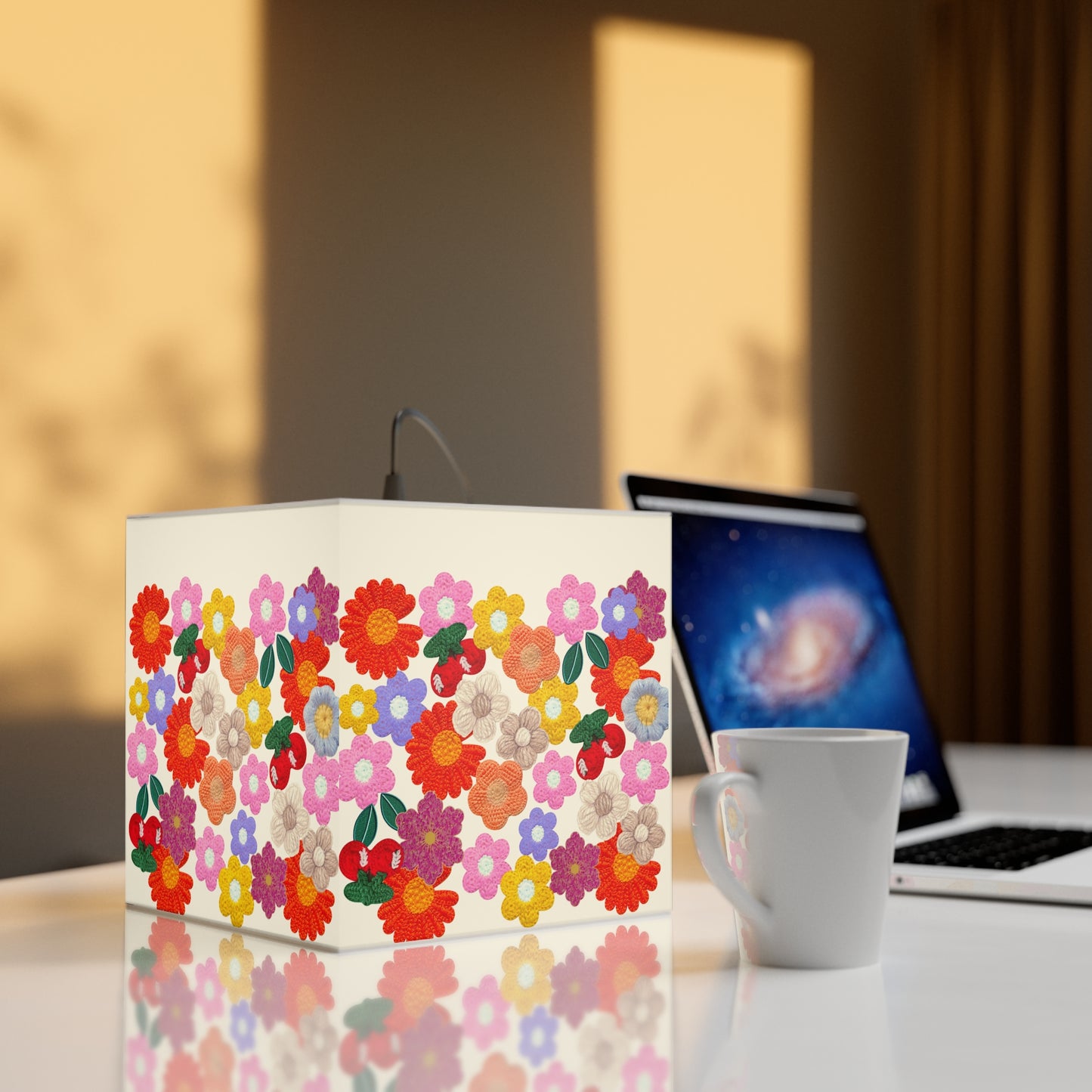 Floral Cube Lamp — Colorful Daisy Light Cube for Bedroom & Nursery