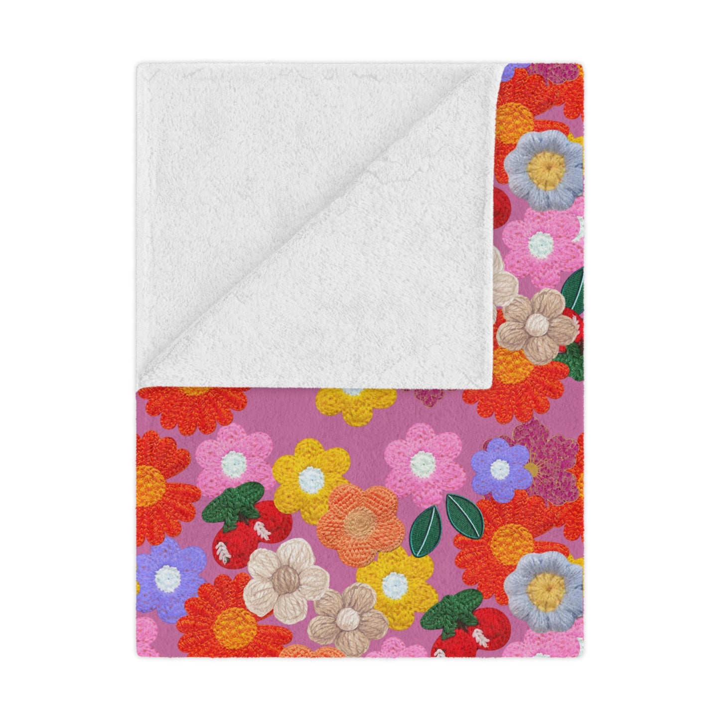 Floral Fiesta Minky Blanket — Bright Retro Flower Pattern, Cozy Throw for Living Room & Kids