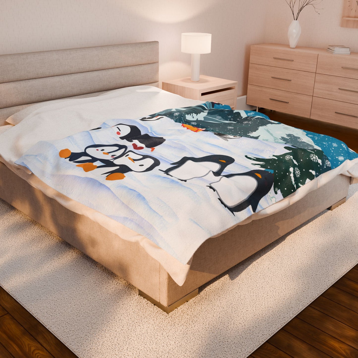 Artic Penguins Themed Plush Blanket - Cozy Home Decor