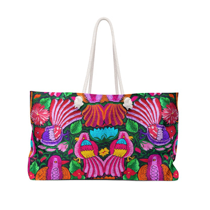 Vibrant Floral Weekender Bag - Bohemian Travel Tote, Beach Tote, Gym Bag, Yoga Bag
