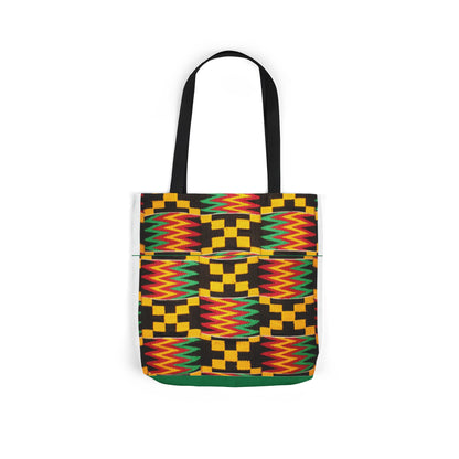 Kente Pattern Canvas Tote Bag — Vibrant African Print Market Tote
