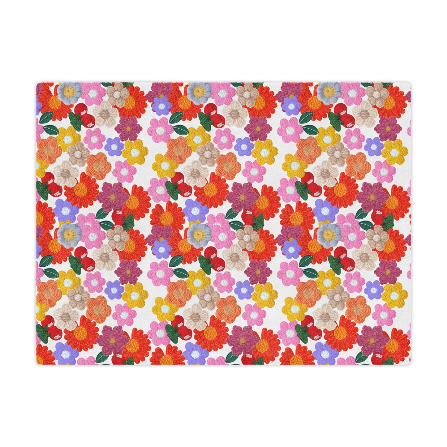 Floral Fiesta Minky Blanket — Bright Retro Flower Pattern, Cozy Throw for Living Room & Kids