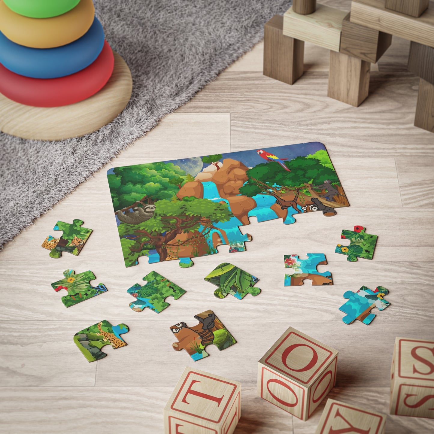 Kids' Puzzle, 30-Piece - Monkeys Animal in Jungle Educational Toy Game for Children