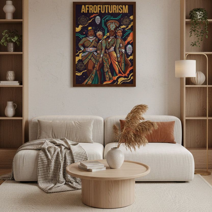 Afrofuturism Framed Poster — Vibrant Afrocentric Sci‑Fi Art Print