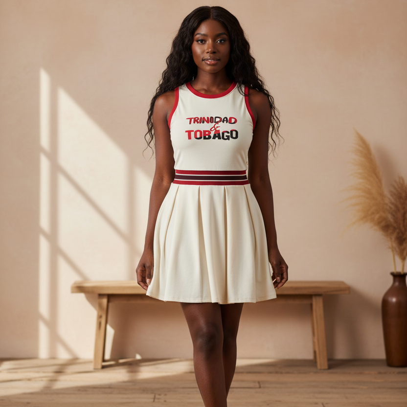 Trinidad and Tobago Flag Art Women's Color Block A-Line Sleeveless Dress