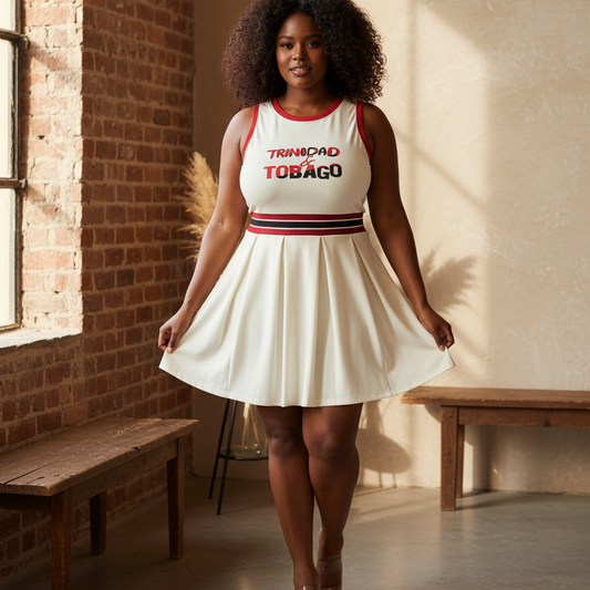 Trinidad and Tobago Flag Art Women's Color Block A-Line Sleeveless Dress
