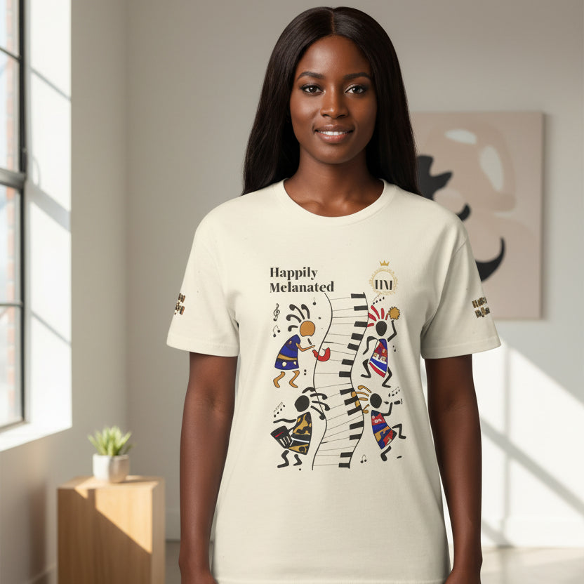 Afro Music, Piano Graphic Unisex Tee, Hand Drawn Music Shirt, Jazz Lover Gift, Musical Art Printify