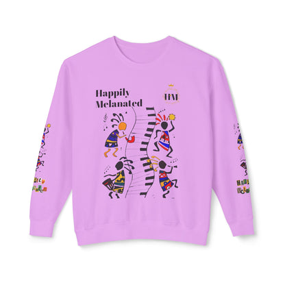 Hand-Drawn Afro Music Graphic Sweatshirt - Unisex Lightweight Crewneck