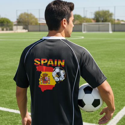 Spain Flag Themed Graphic Stripe Collared Soccer Jersey