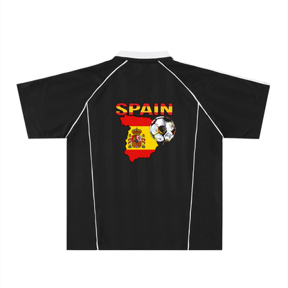 Spain Flag Themed Graphic Stripe Collared Soccer Jersey