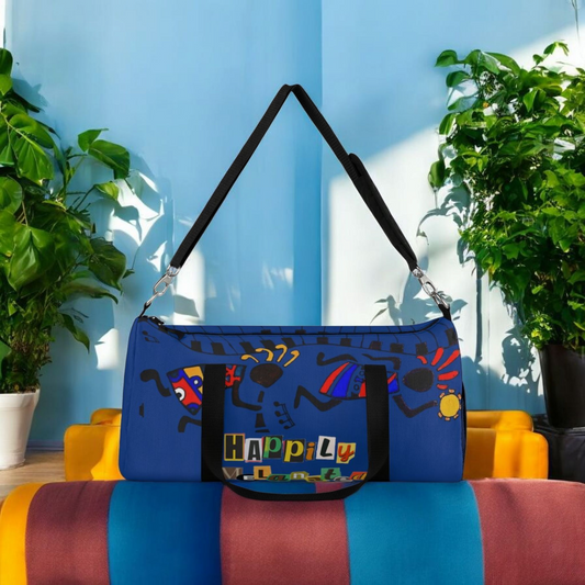 Afro Music Cartoon Piano Art Handcrafted Duffel Bag - Musician Gift, Travel Bag, Music Lover Gym Bag