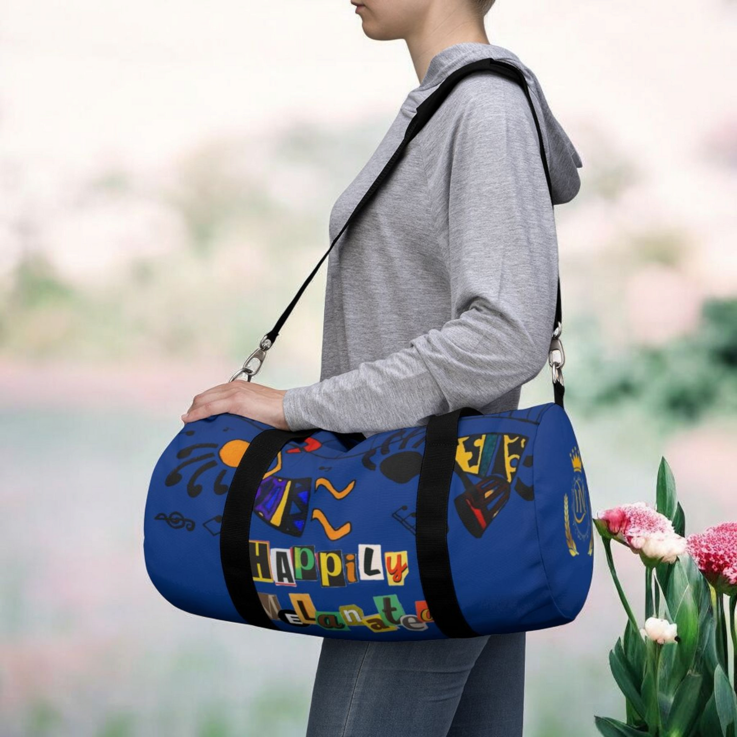 Afro Music Cartoon Piano Art Handcrafted Duffel Bag - Musician Gift, Travel Bag, Music Lover Gym Bag